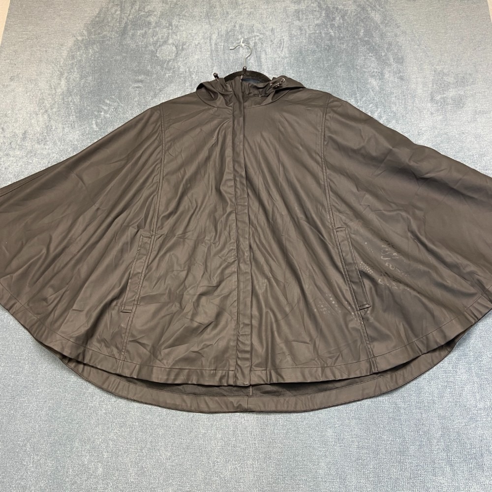 32 Degrees Cool Batwing Rain Poncho Jacket Womens S/M Black Hooded Full Zip